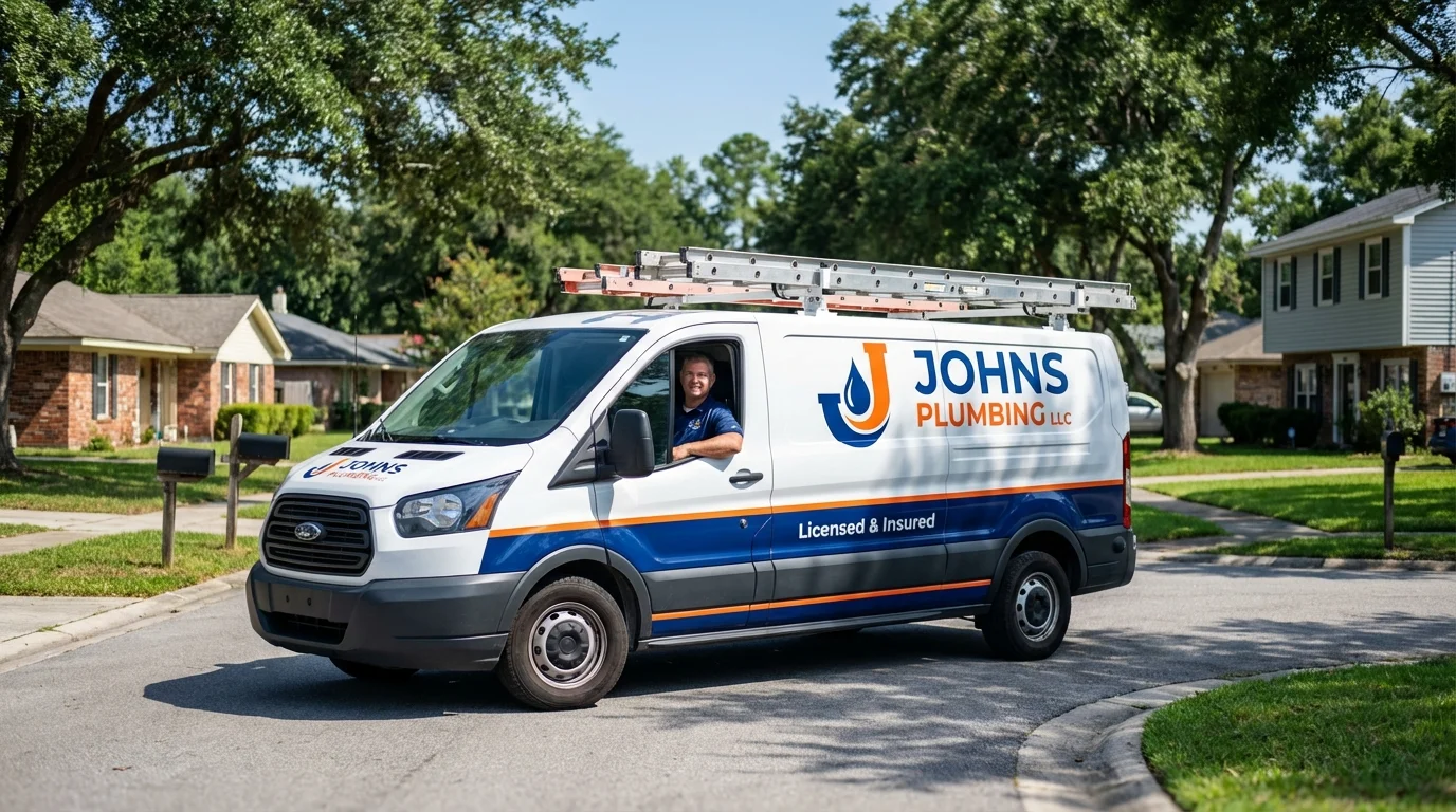 Johns Plumbing LLC service van in White Sulphur Springs, WV