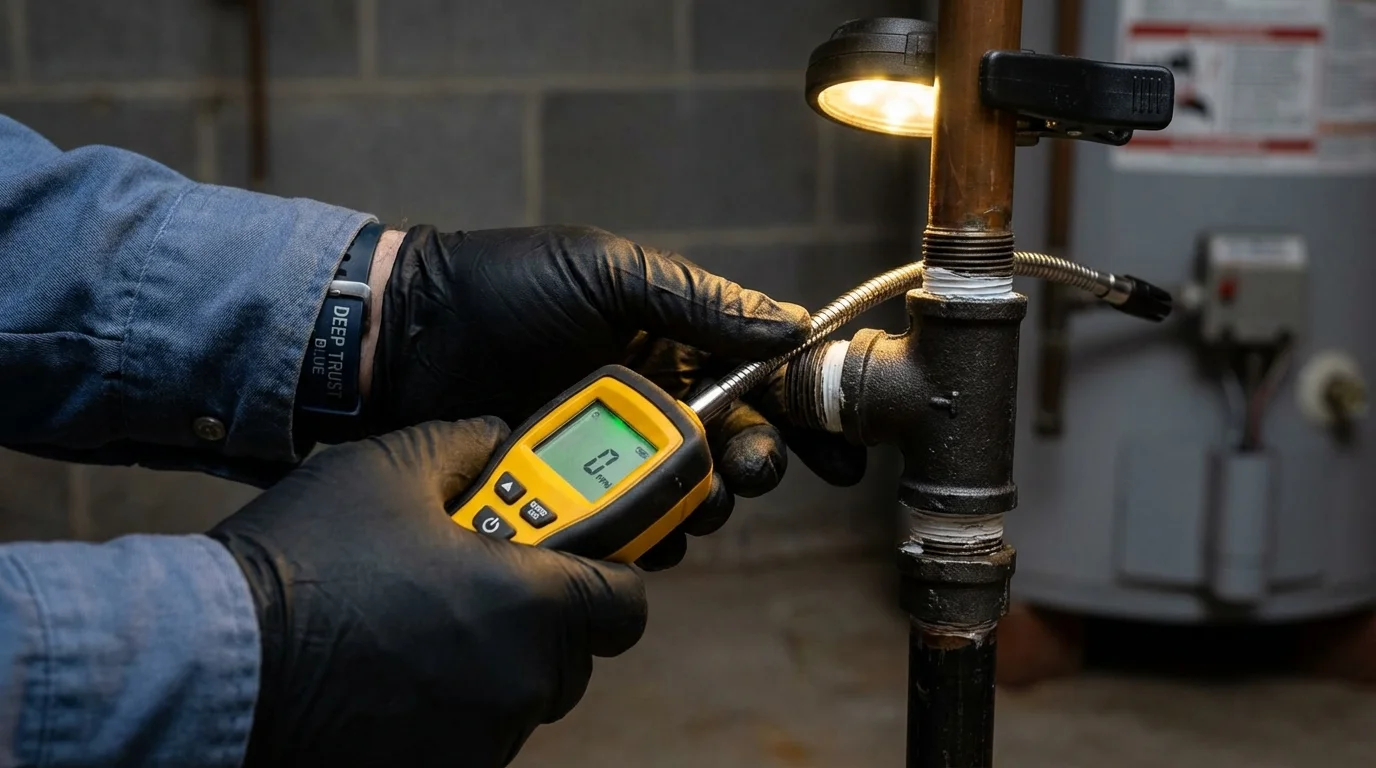 Gas leak detection with electronic sniffer by Johns Plumbing LLC in White Sulphur Springs