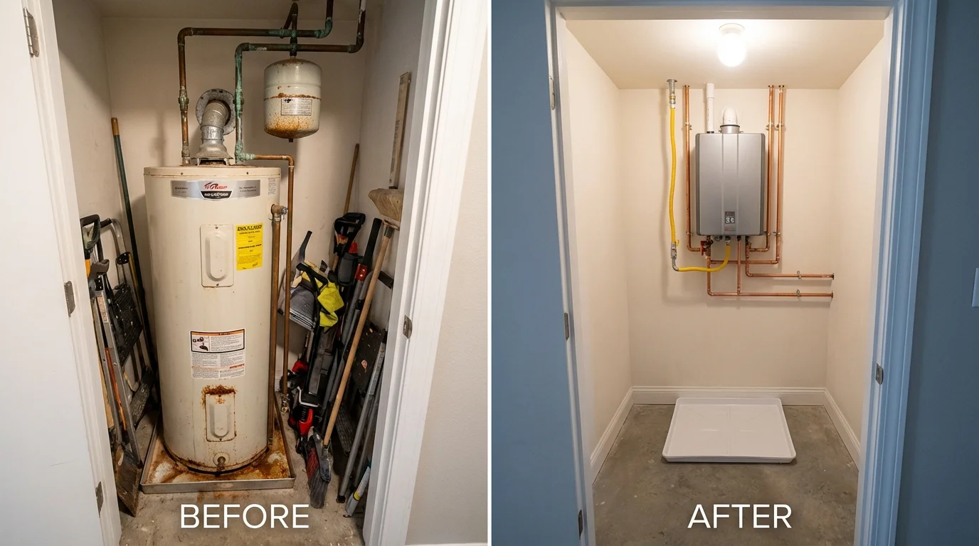 Tank water heater versus wall-mounted tankless unit comparison for White Sulphur Springs, WV homeowners